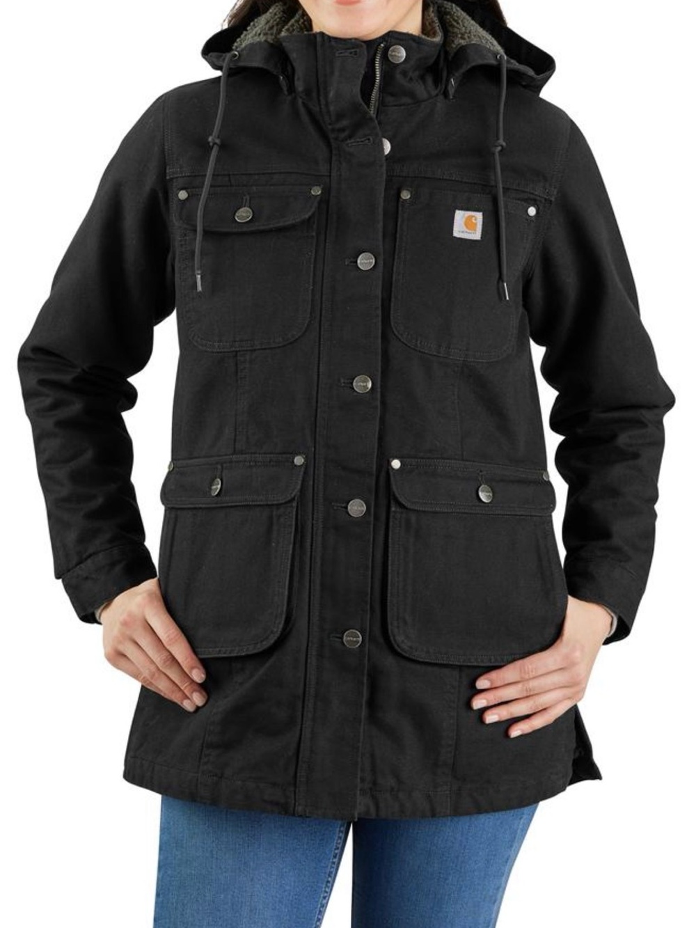 Carhartt Women's Black Hooded Utility Coat Jacket NWOT